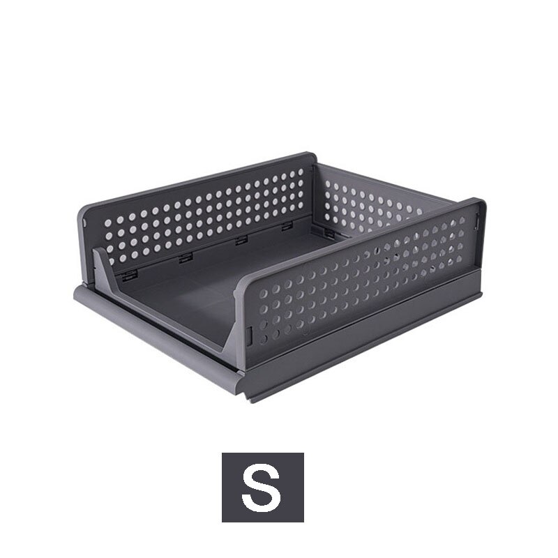 Wardrobe Storage Rack Stackable Closet Clothes Drawer Organizer Layered Partitions Finishing Shelf Bedroom Clothes Organizer: Gray S