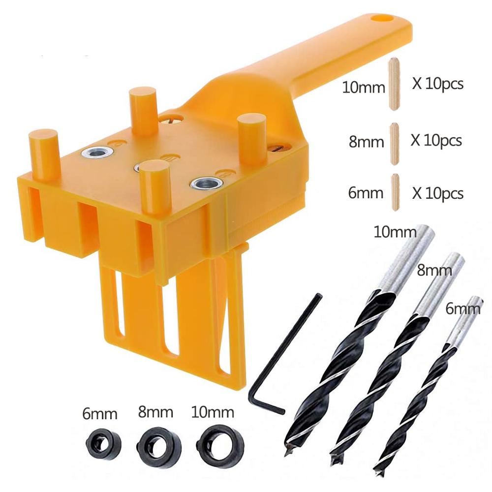 Træbearbejdning doweling jig lomme hul jig system 6/8/10mm bor hul hulning til tømrer dyvel samlinger bore guide værktøjer: Sæt 1