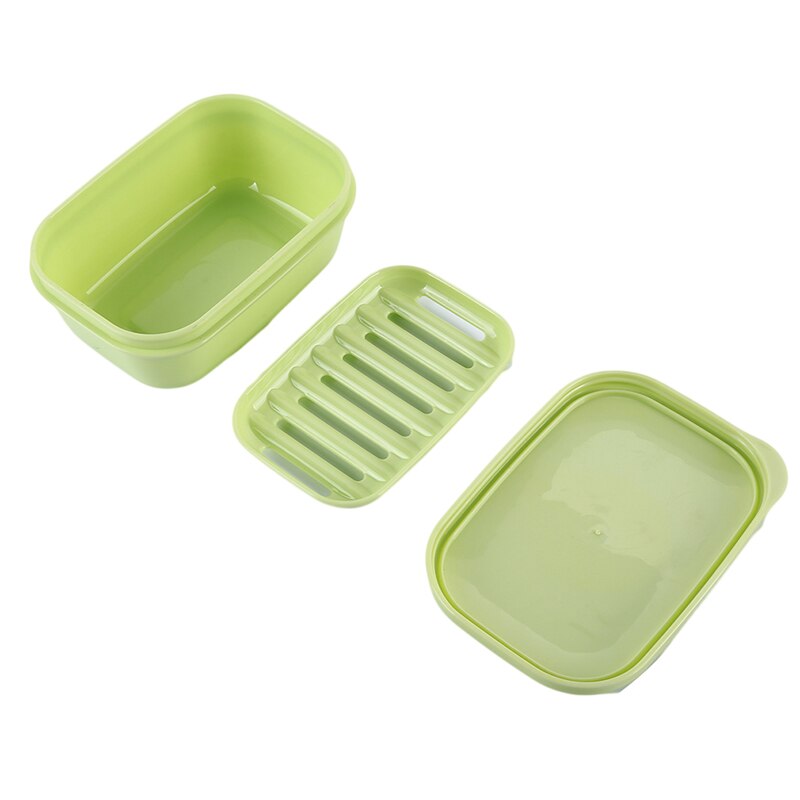Travel School Soap Tray Portable Rectangle Soap Box With Drain Low & Lid Stylish Soap Dish: green