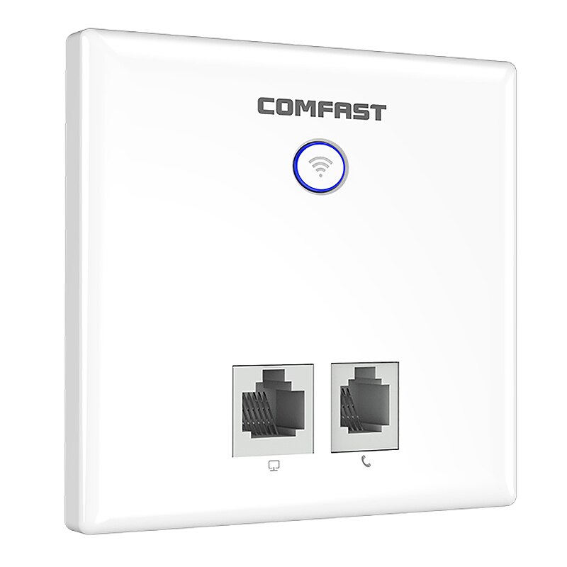 300Mbps Wireless in Wall Access Point Indoor 86 Panel RJ45 + RJ11 Port 2.4G 802.11N 10/100M WAN LAN: Default Title