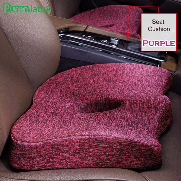 Purenlatex Auto Seat Cushion Memory Foam Orthopedic Pillow for Office Car Pad and Coccyx Cushion for Sciatica & Back Pain Relief: Purple 1 Piece Set