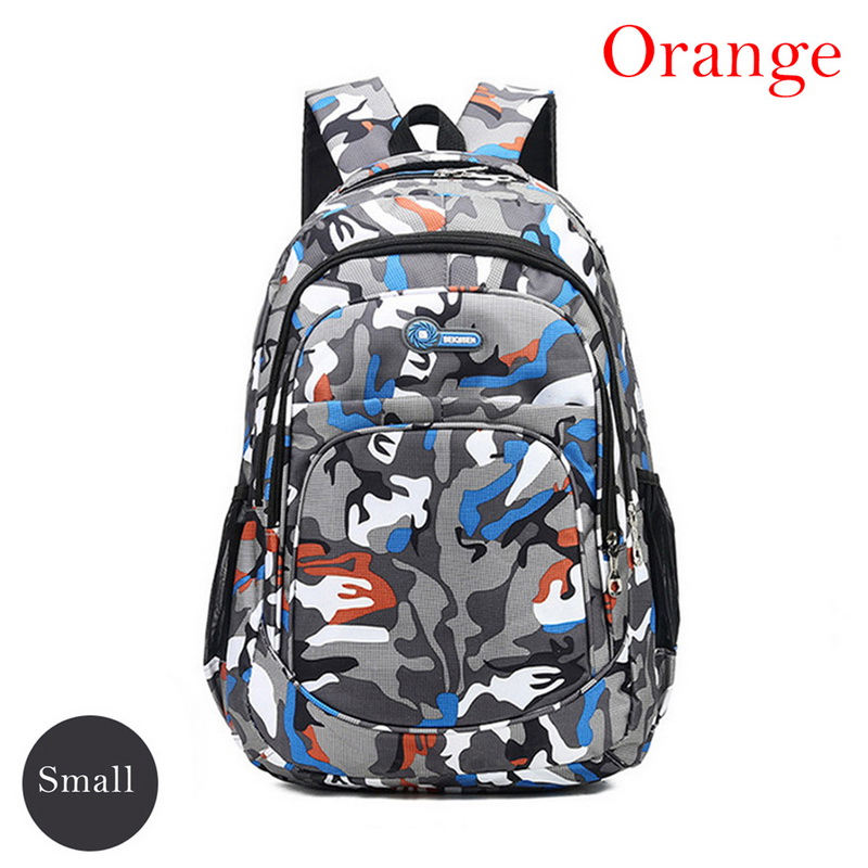 2 tailles Camouflage sacs d'école imperméables pour filles garçons orthopédiques enfants sacs à dos enfants livre sac Mochila Escolar cartable: orange small