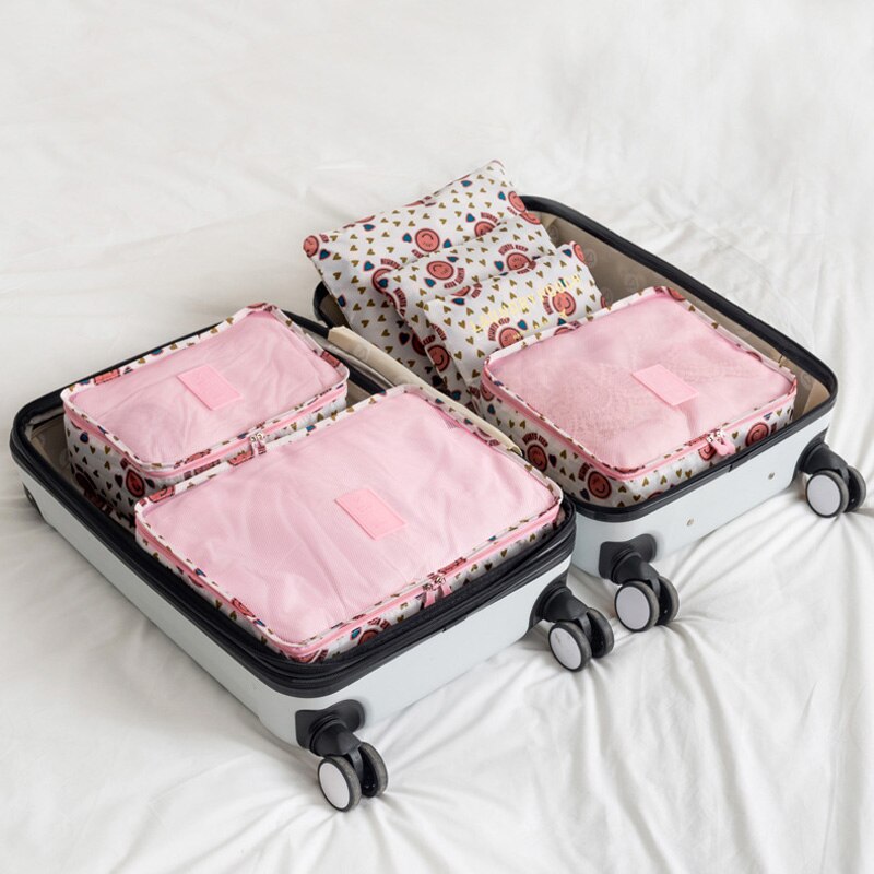 Travel accessories 6pcs/set Women packing cubes Man Organizadores pouch bags kit luggage bag Arrangement for travel Trip packet: WhiteLian