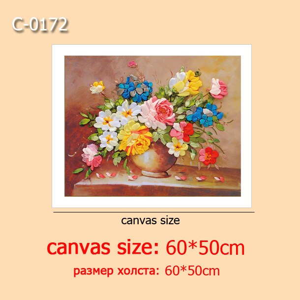 DIY Borduurwerk Kit, Lint Borduren, Naaien handwerken, Kruissteek, 3D Canvas Schilderij, Bloem, rose, Woonkamer Decor: C-0172 / have painting