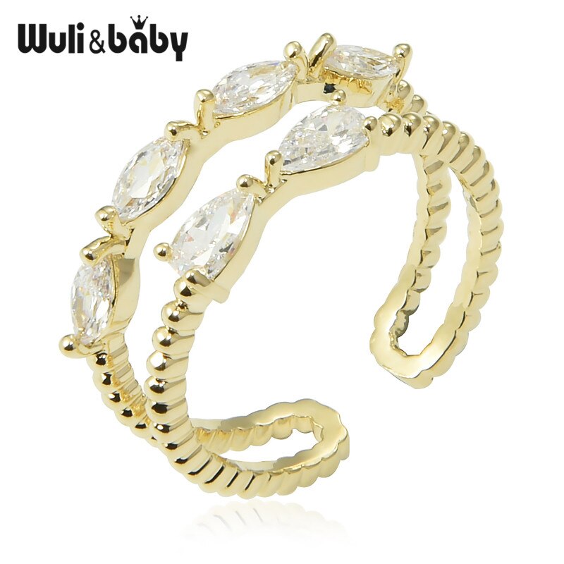 Wuli & bebê strass bowknot ajustável abertura anel de ouro cor casamento feminino qualidade anel