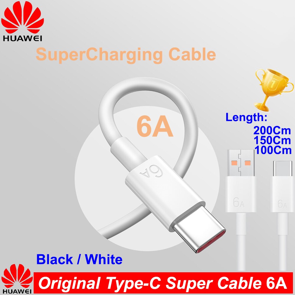Original Huawei SuperCharge Typ C USB Kabel 6A Pro Nova 8 Se Nova 7 6 Kamerad 40 30 20 P40 P30 Profi Honor 30 30S 66W Super Ladegerät