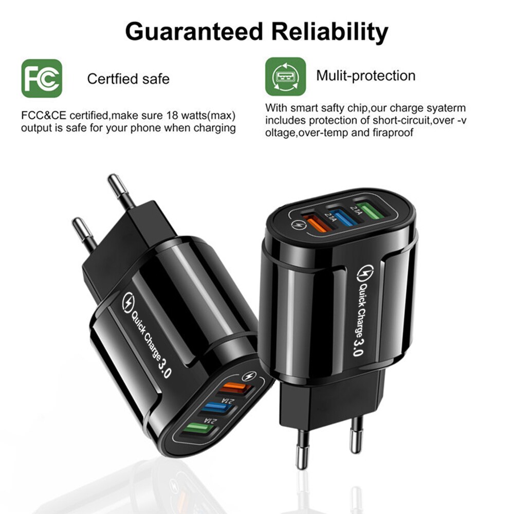 Charger Quick Qc 3.0 Usb Charge 3.0 Eu/Us Snelle Charge Multi Plug Wall Charger Adapter Voor Iphone Xr 11 Pro Samsung Xiaomi Mi 9