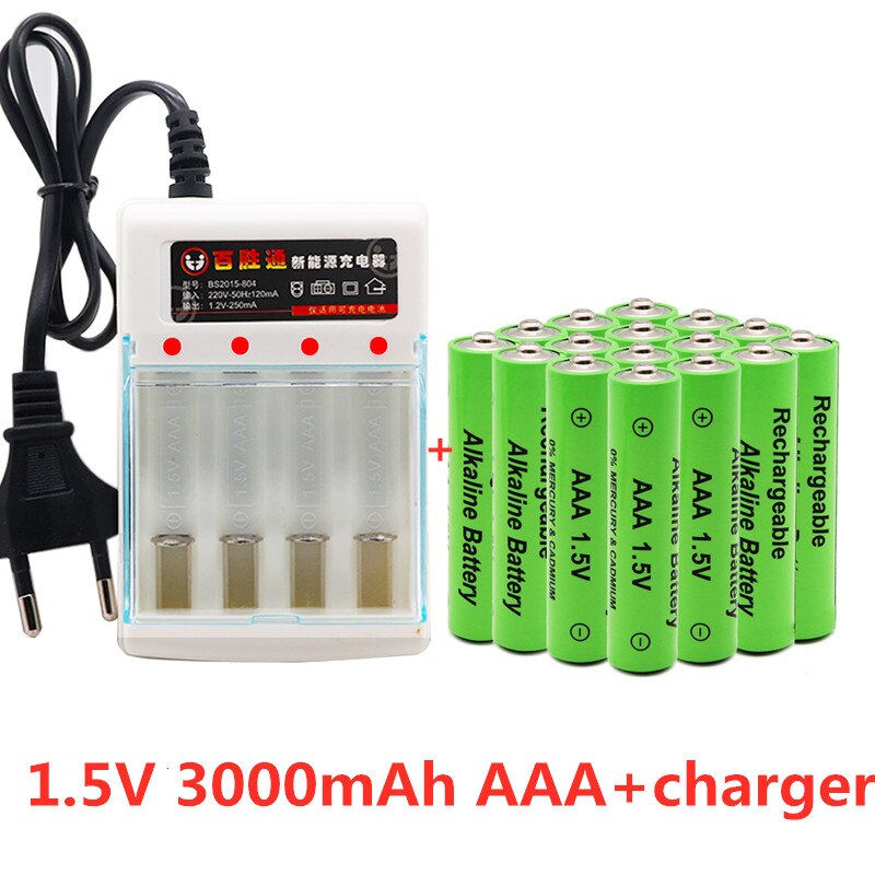 Lot Aaa 3000 Mah Batterij 1.5V Alkaline Aaa Oplaadbare Batterij Voor Afstandsbediening Speelgoed Licht Batery + Lader