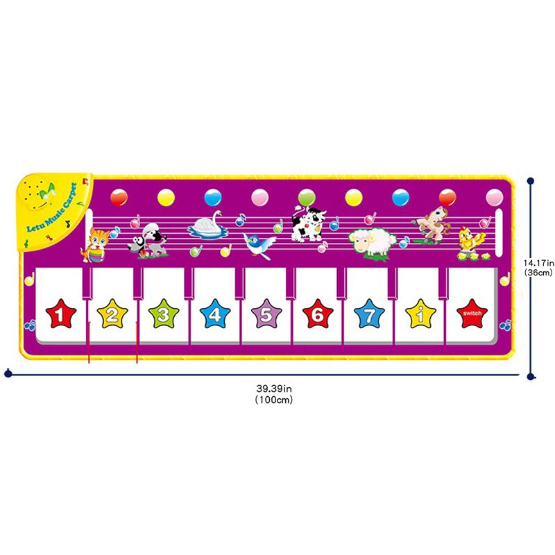 Tapete de Piano para bebé, tapete de teclado Musical, instrumento electrónico de música, alfombra de baile, juguetes educativos para niños pequeños, de navidad: B 100X36CM