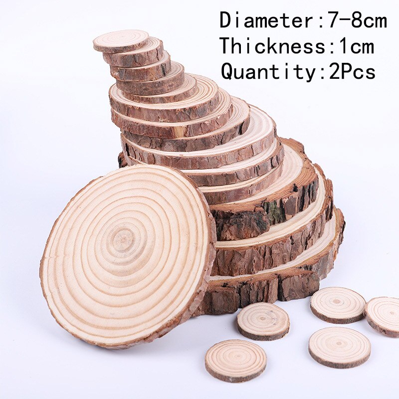 Discos de tronco de corteza de pino Natural, círculos de madera gruesa sin terminar, manualidades artesanales, decoración de pintura de de boda, 1 paquete: 2Pcs7-8cm