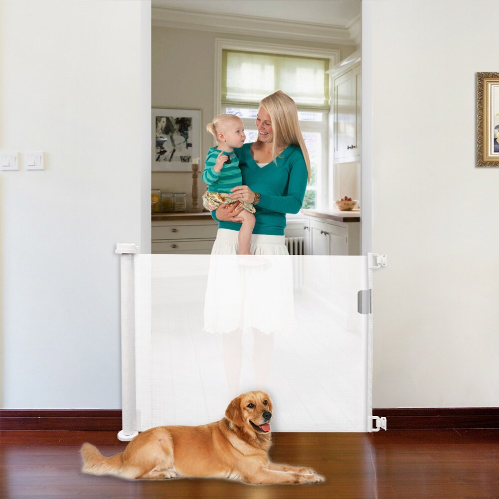 Puerta retráctil para bebé, puerta de escalera para mascotas, barrera de seguridad para perros, puerta de seguridad extensible para interiores y exteriores