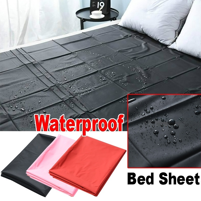 3 størrelse højglans pvc ark vandtæt sengetøj vandtæt ark let at rengøre i fuld størrelse sort rød lyserød