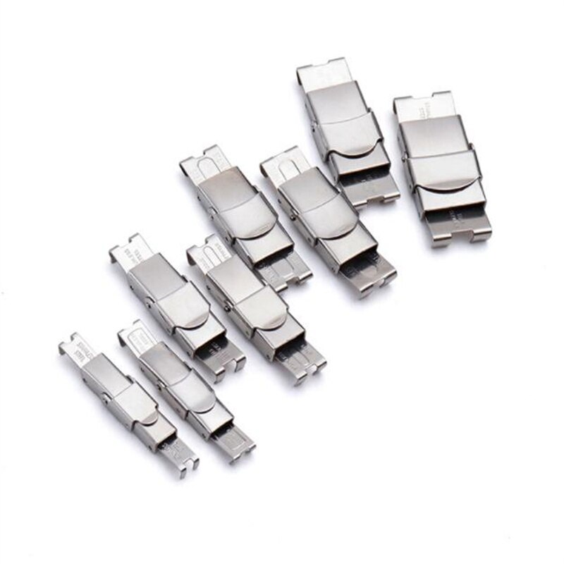 10pcs Stainless Steel Clasp Crimp Jaw Hook Watch Band Clasp for Leather Silicone Bracelet Jewelry Making DIY Connect Lace Buckle