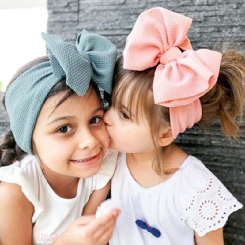 Bandeau Turban à gros nœuds, couleur unie, bandeau à cheveux pour bébés filles, avec nœud doux, accessoires pour cheveux