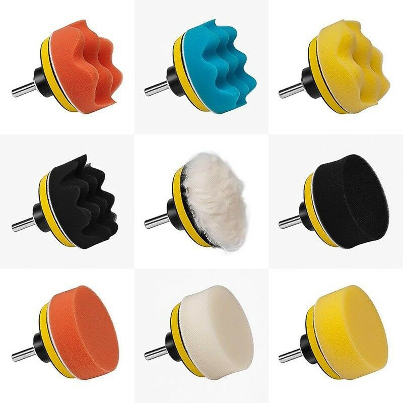 Esponja de lavado de coche, almohadillas de pulido de encerado, adaptador de taladro, lavado de coche, limpieza de detalles automáticos, 3 pulgadas, 11 unids/lote