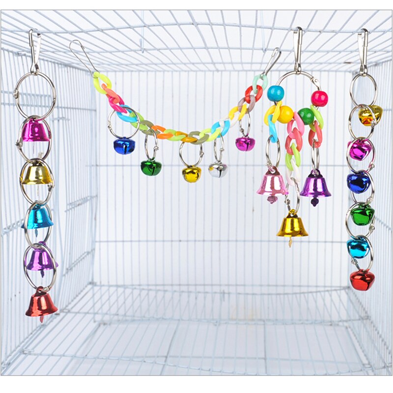 Papegaaien schommel speelgoed vogels kleurrijke kralen vogelbenodigdheden kleurrijke vogelkooi bel speelgoed zitstok hangende schommels kooi voor huisdieren