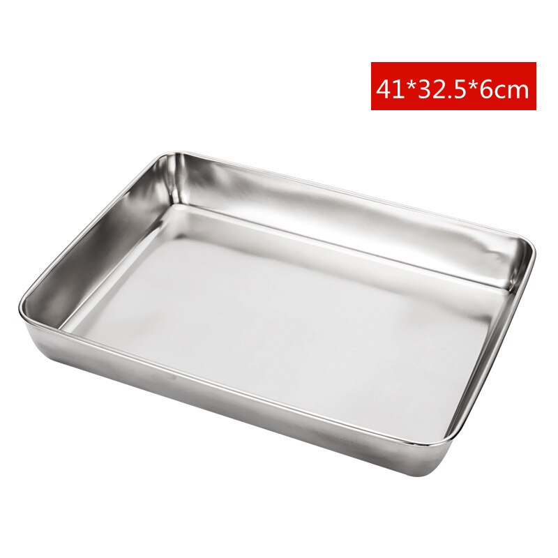 Stainless Steel Rectangular Food Trays Barbecue Fruit Bread Storage Plate Kitchen Steamed Deep Pans Dish Bakeware Baking Tools: 41x32.5x6cm