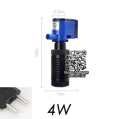 Aquarium Waterpomp Voor Schildpad Aquarium, Voor Waterstroom + Filtering + Air Zuurstof Verhogen, aquarium Dompelpomp 4W 6W: 4W EU Plug adapter