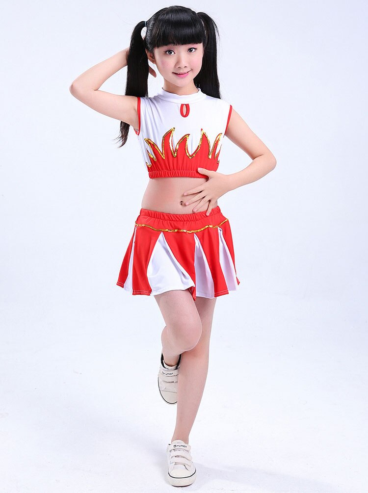 Garçon Cheerleaders Costume pour garçons école acclamer équipe uniformes enfants Performance compétition Costume ensembles filles Cheerleading costumes: Girl Red / XXXL