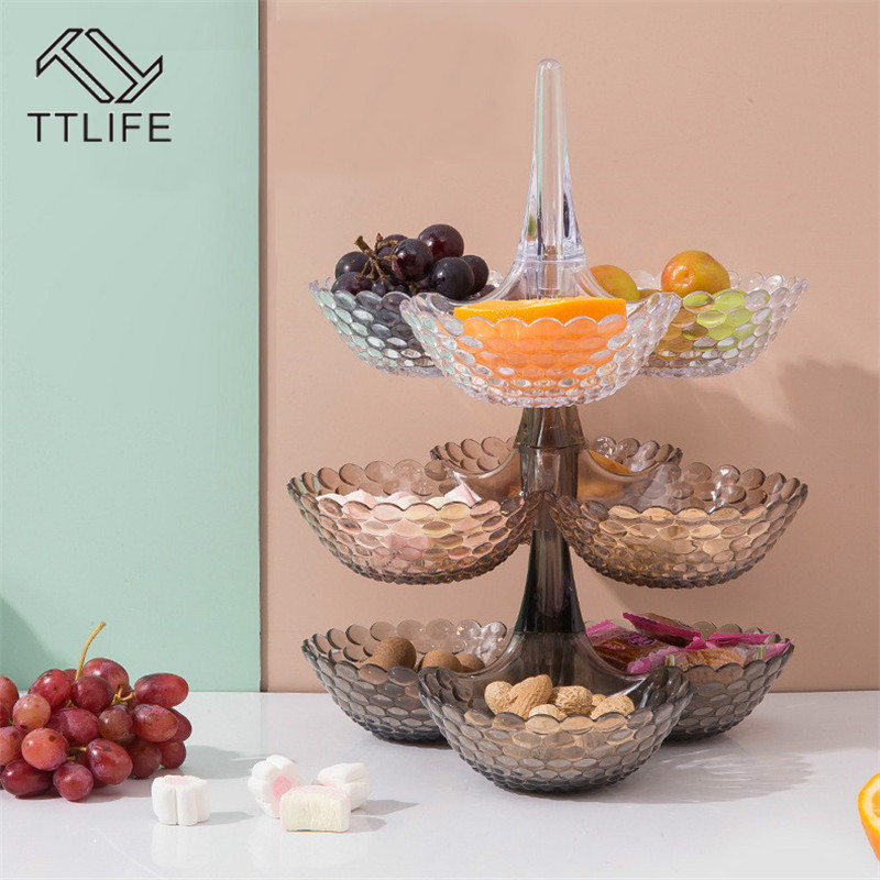 TTLIFE-bandeja de almacenamiento Europea apilable, plato de plástico para frutas secas, plato o cuenco para aperitivos, organizador de bandejas estante para dulces