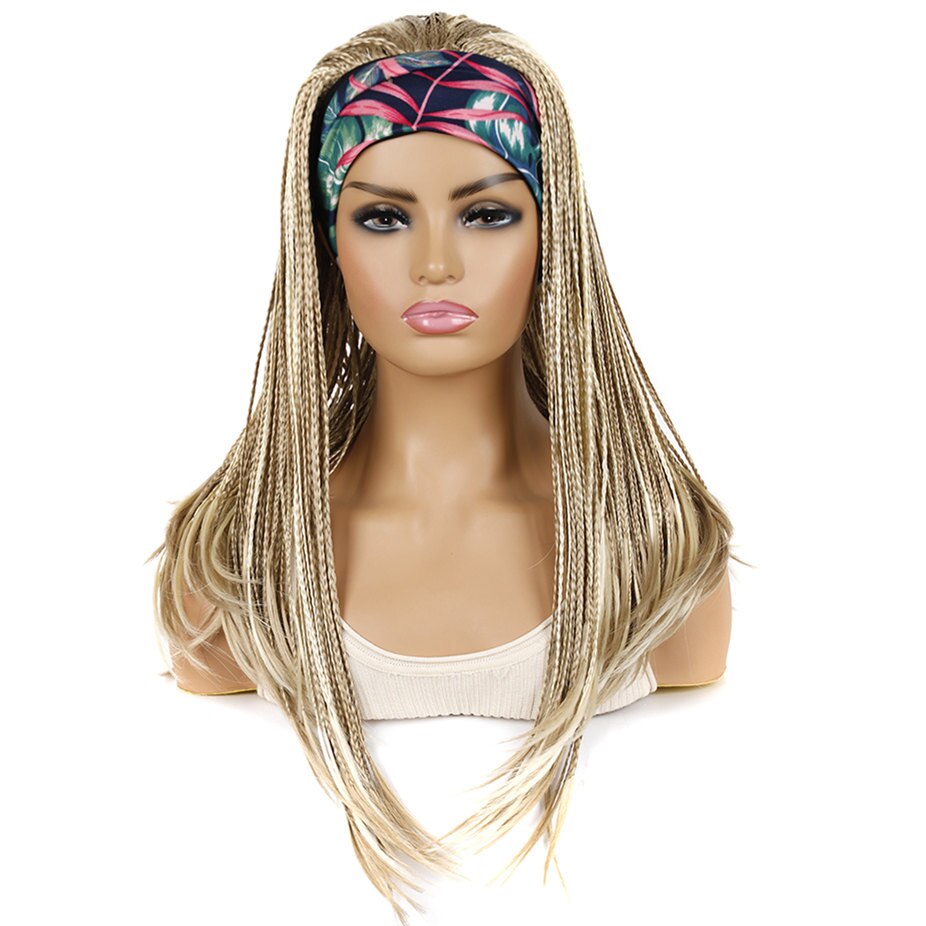 GURUILAGU Braided Wigs For Black Women Synthetic Wig Female Perruque Tresse Africaine Gray/613/Black Headband Wig 2 Headbands: L6T613