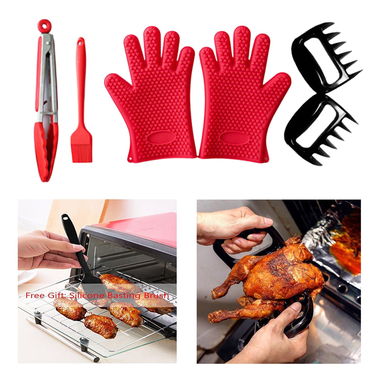 BBQ Metal Meat Shredder Claw Food Meat Forks Wooden Handle Chicken Turkey Claws Barbecue Tools Kit: Style 2
