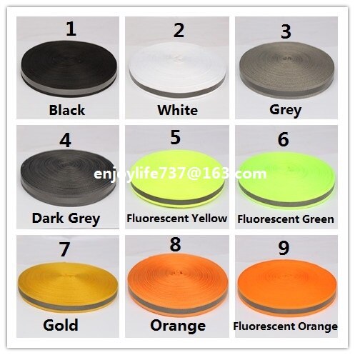 10mm breed reflecterende lint singels voor veilig product garment tassen schoenen DIY riem zwart grijs orange rood blauw groen roze geel