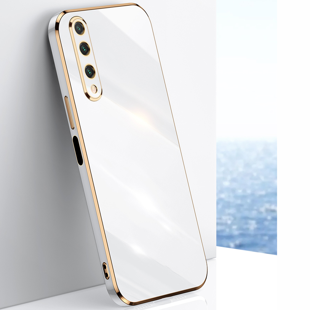 Pour Huawei Y9S étui de luxe placage carré Huawei STK-L21, STK-LX3, STK-L22 coque de téléphone antichoc couverture arrière en Silicone Fundas: BLANC
