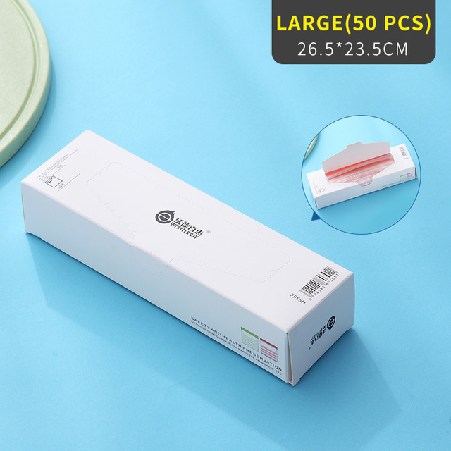 50Pcs/Set Reusable Food Storage Bags Plastic Food Packaging Bags Keep Fresh Leakproof Kitchen Storage Organization: Large 50 Pcs