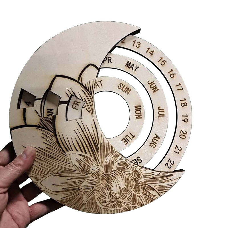 DIY 3D Perpetual Calendar Wooden Calendar Wooden Everlasting Perpetual Wall Hanging Crafts Decorative Xmas