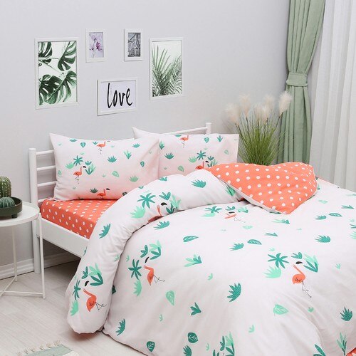 SIRMAK Double Duvet Cover Set - Flamingo, Fast from Turkey