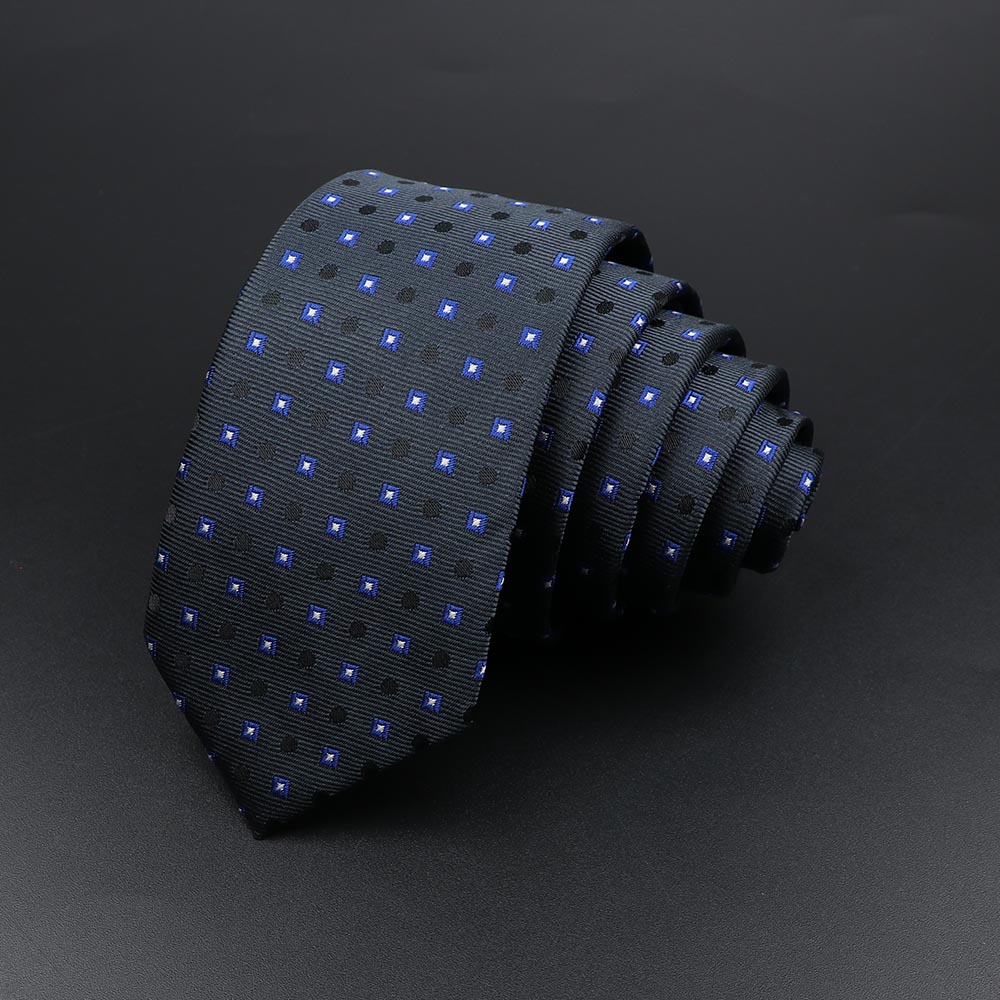 Klassische, schmale, gestreifte Krawatte für Herren, verrotten, marineblau, Jacquard-gewebt, solide Krawatte mit karierten Punkten, Alltagskleidung, Krawatte, Hochzeit, Party,: MULTI