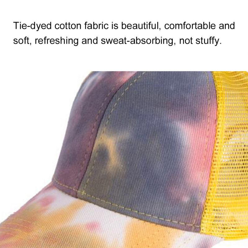 Tie-dye baseballkeps sommar solskydd andas kors hästsvans tjej hatt justerbar tennis golf löpning sport dam kepsar