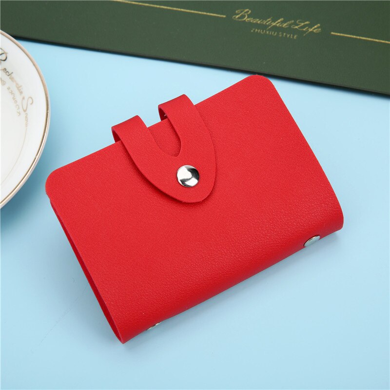 Leather Function 24 Bits Card Case Business Card Holder Men Women Credit Passport Card Bag ID Passport Card Wallet: 1
