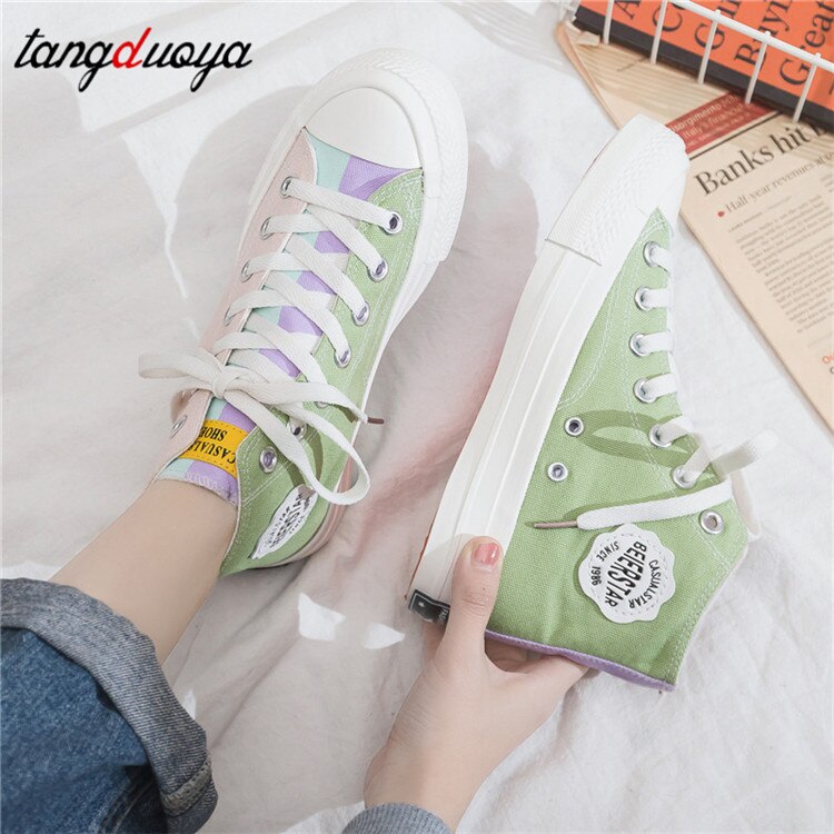 Dames canvas schoenen sneakers hoge veterschoenen dames casual schoenen skateboard schoenen dames