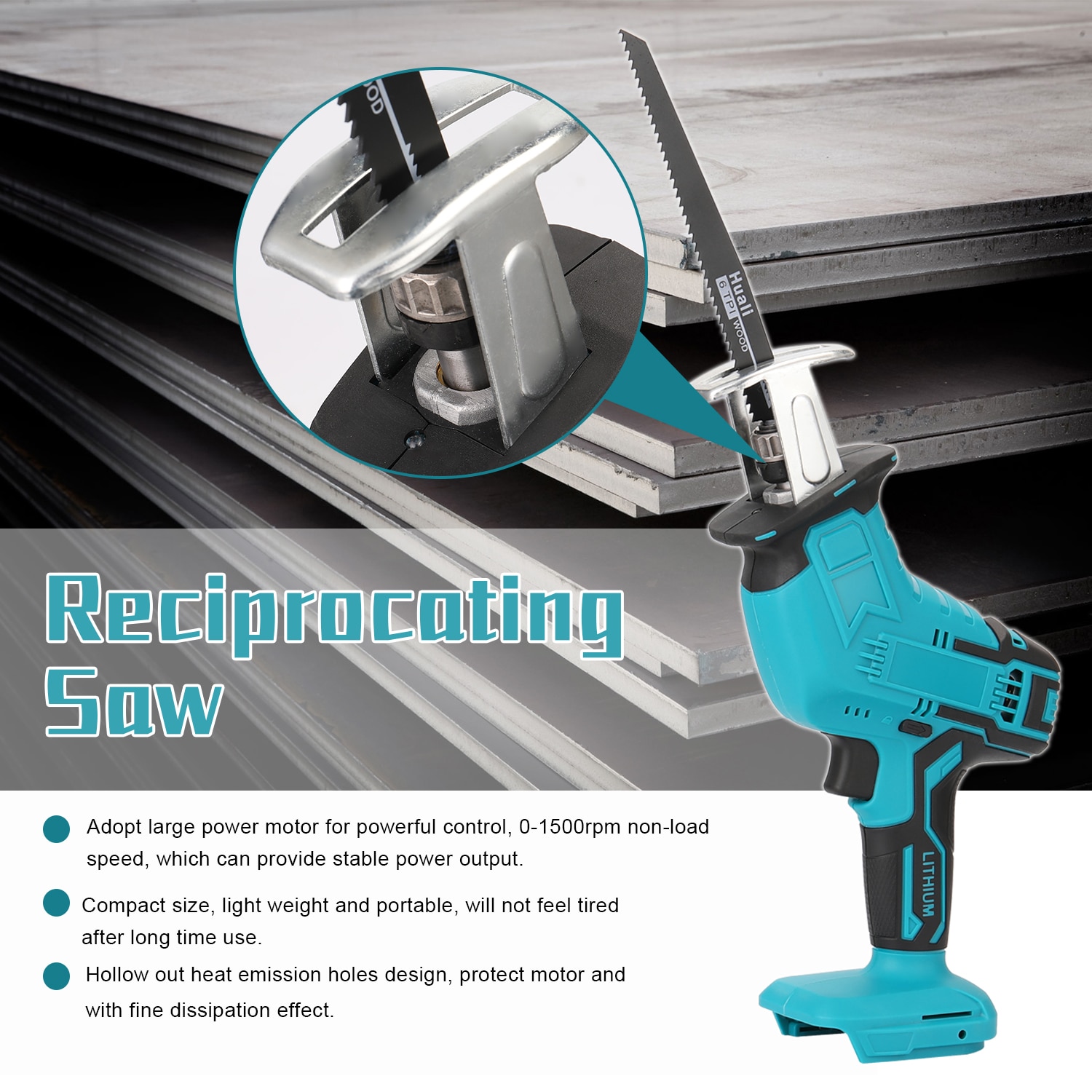 Outdoor Portable Reciprocating Saws Saber Saw Electric Power Tools for Cutting Wood Iron Sheet Plastics 2 Optional with 4 blades