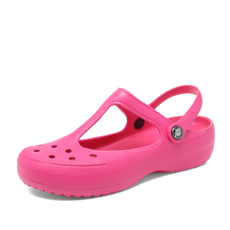 Sommer Frauen Maultiere Clogs Strand Atmungs Mary Janes Süße Hausschuhe frau Sandalen Gelee Schuhe Nette Garten Schuhe Clog Für frau: rose / 6