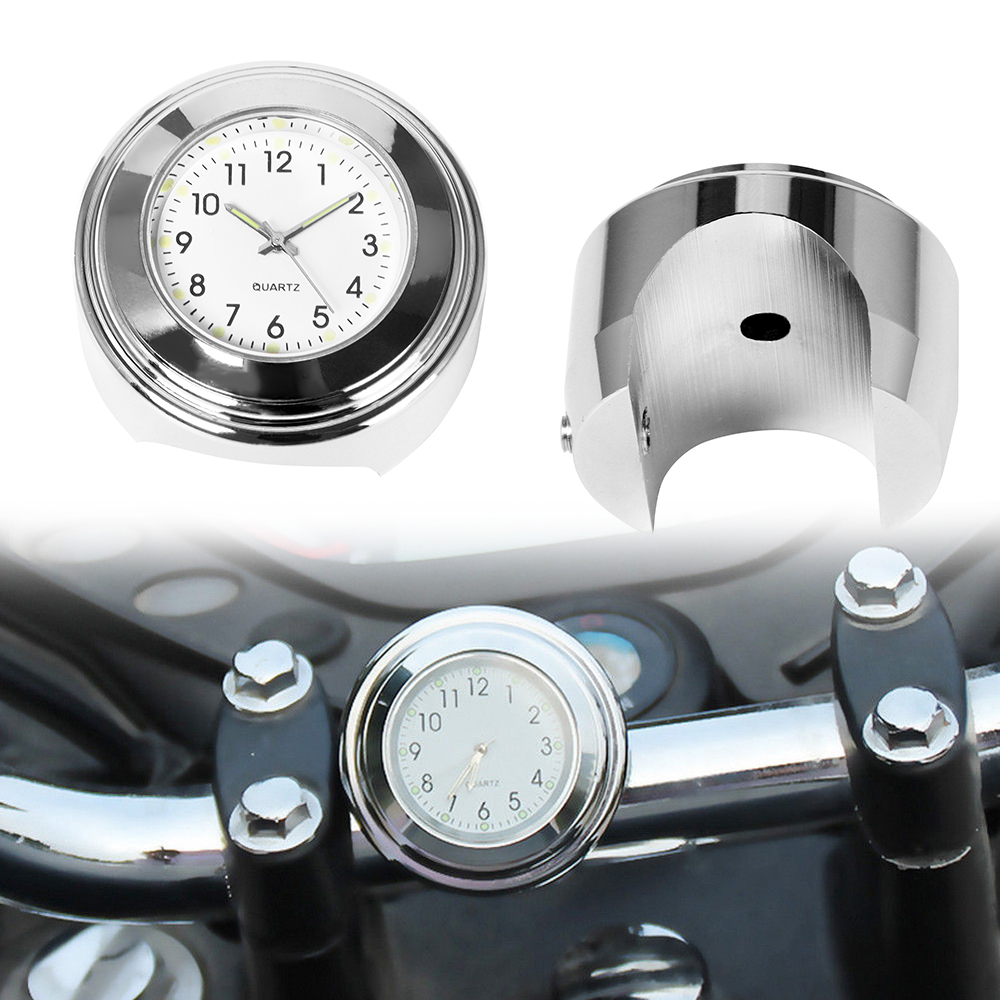 2 pièces 7/8 'Moto guidon montage horloge montre étanche lumineux Moto vélo guidon cadran Quartz horloge Moto accessoire