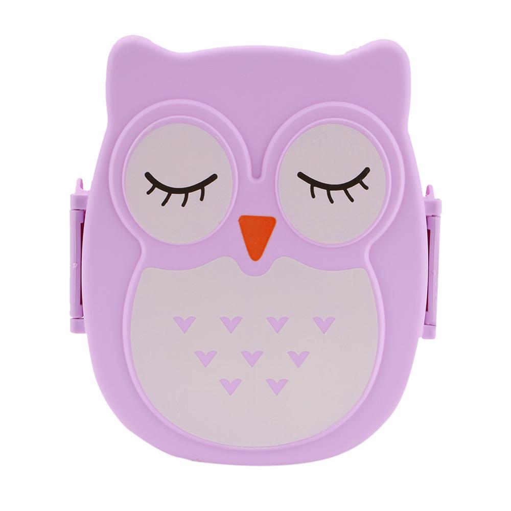 Cute Cartoon Owl Lunch Box Food Container Storage Box Portable Kids Student Lunch Box Bento Box Container With Compartments Case: Purple Lunch Box
