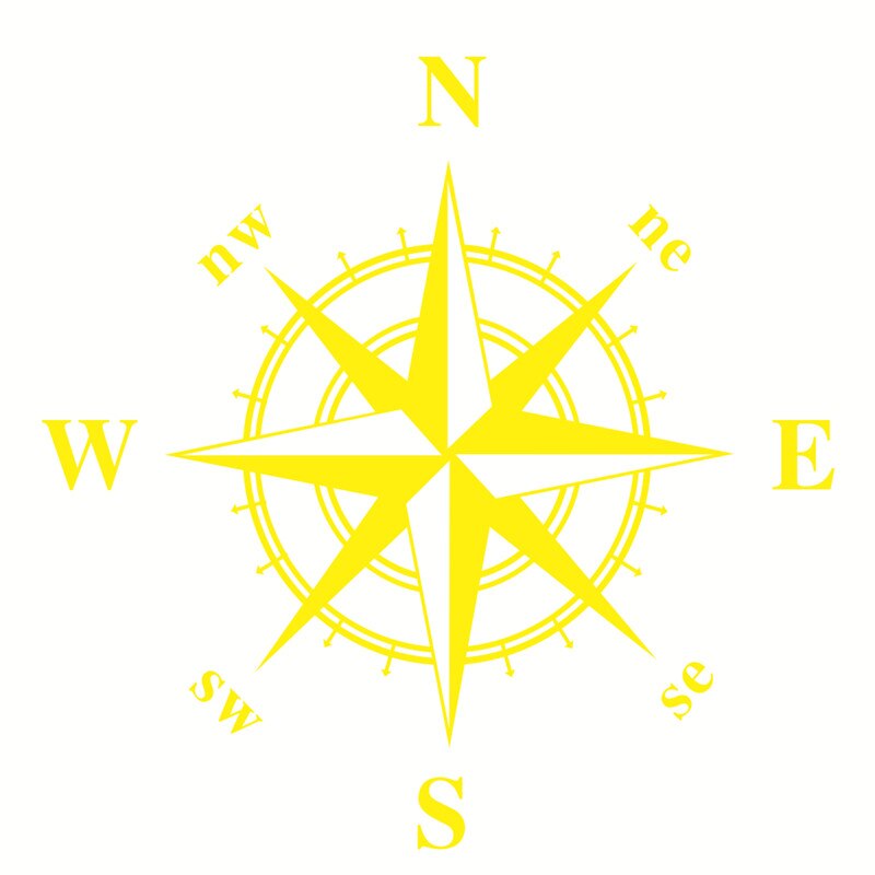 50cm*50cm Car Compass Totem Sticker Art Vinyl Compass Car Stickers and Decals Hood Sticker Cover Body Applique: Yellow