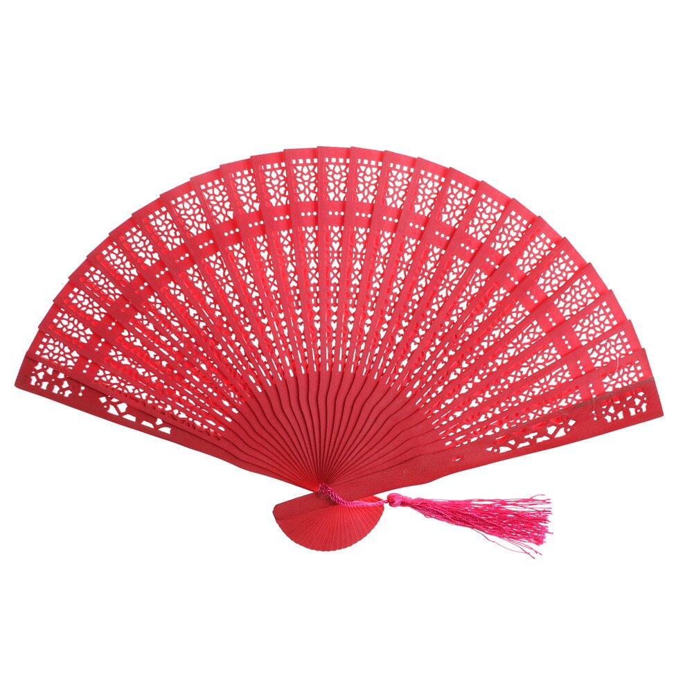 Multi Kleur Chinese Vintage Hout Holle Gesneden Hand Fan Opvouwbare Fan Pocket Fan Party Gunsten