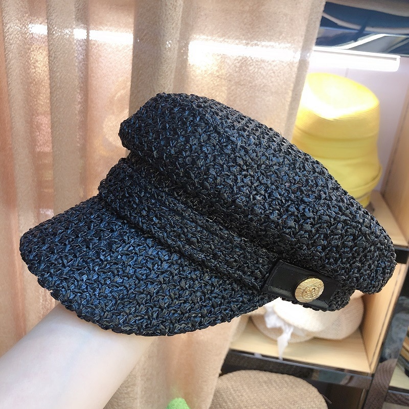 Gorro de marinero sombrero de paja para hombre de verano para mujer sombrero octogonal con personalidad británica Vintage sombrero de sol que combina con todo transpirable
