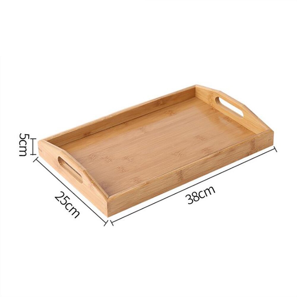 1Pcs Bamboo Wooden Tray Rectangular Tea Tray Solid Wood Household Kung Fu Tea Set Water Cup Tray Wooden Bread Wooden Dinner Tray: 38x25x5cm