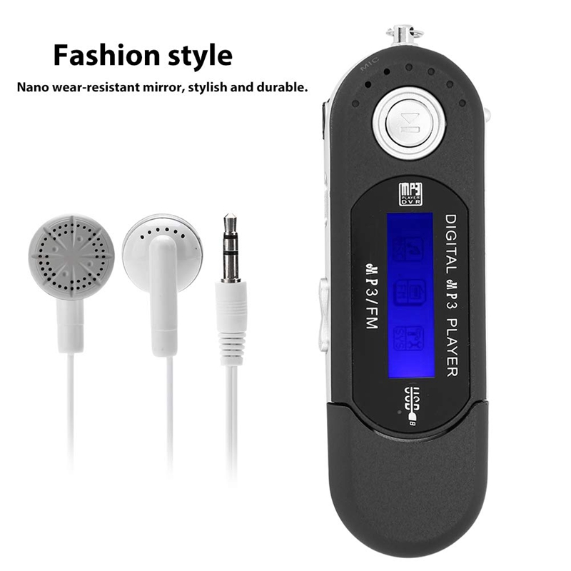 MP3 USB Player With Earphone 8GB, Portable With LCD Screen For Walking Running (Black)