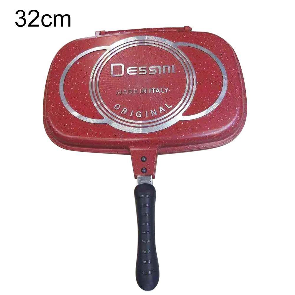 de sartén para freír de 32/36cm con doble cara, utensilios de cocina de acero para freír con doble cara, accesorios inoxidables para cocinar carne: RED 32CM