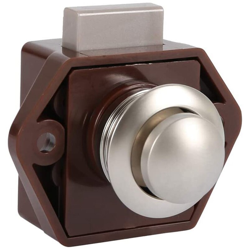 5 Pack Push Button Latch Lock 17-25mm Catch Door Knobs Brown for Cabinet Cupboard Door Knob Boat Horsebox Camper Van