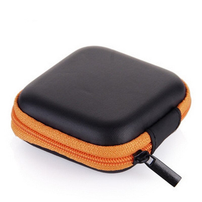 Caja de auriculares en el oído estuches de auriculares EVA cuadrado Auriculares auriculares llevar bolsa Digital portátil Mini bolsa con cierre electrónico: Naranja