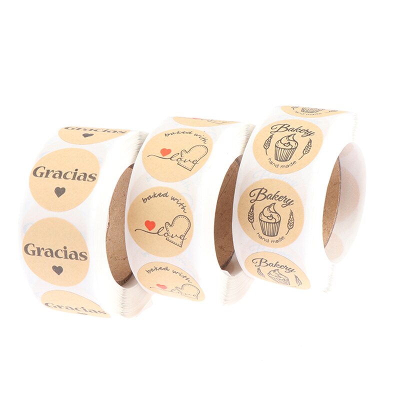 500Pcs/roll Bakery Stickers Labels for Baked Food Bread Cake Package Decoration