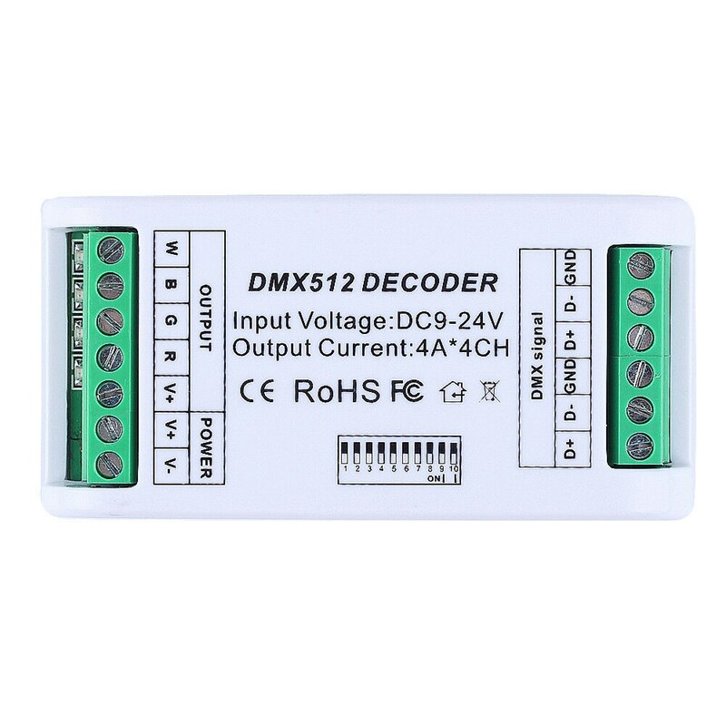 4CH DMX512 LED Decoder 4 Channels Mini Controller Dimmer 9V-24V Console for LED Strip: Default Title