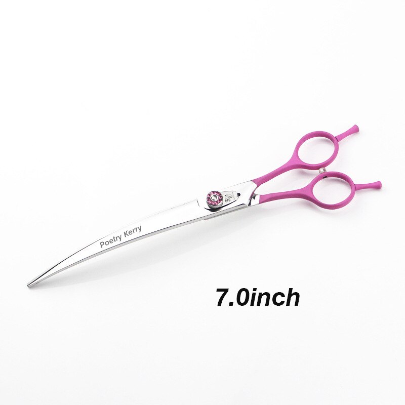 JP440C 7.0 7.5 8.0 Inch Grooming Scissors Curved Shear for Teddy/Pomeranian Dogs Pet Grooming Tools: Pink 7 inch